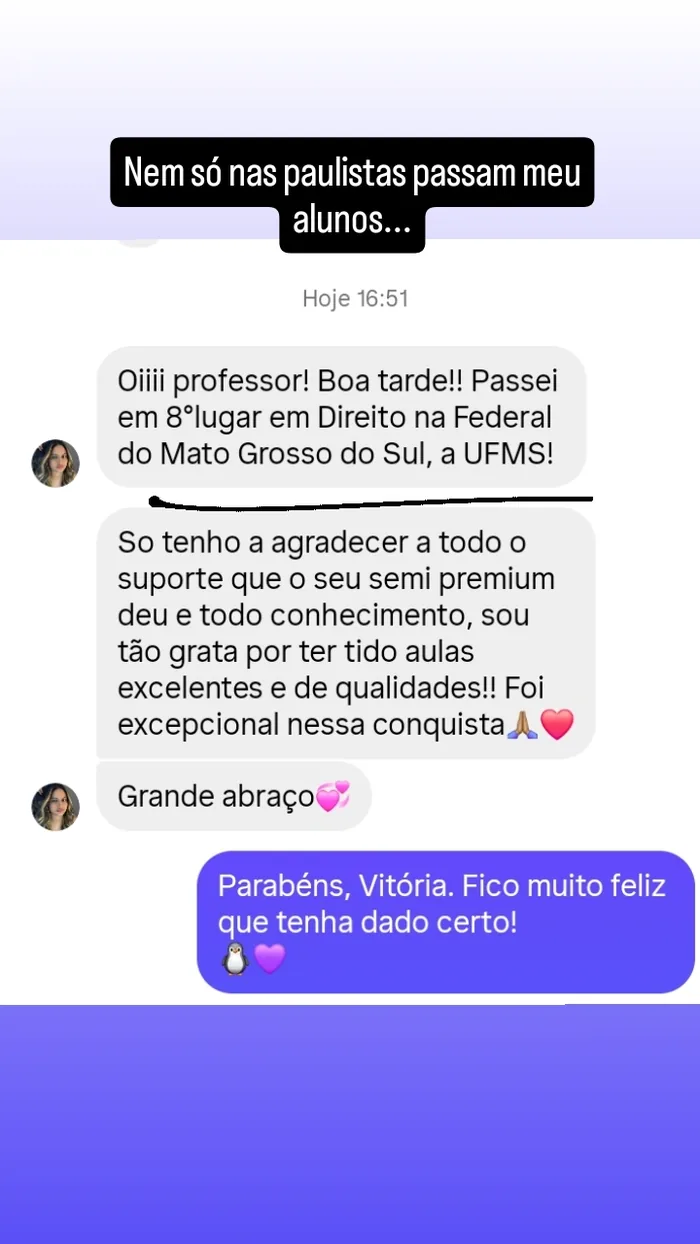Print de aprovação — Vitória, Direito UFMS